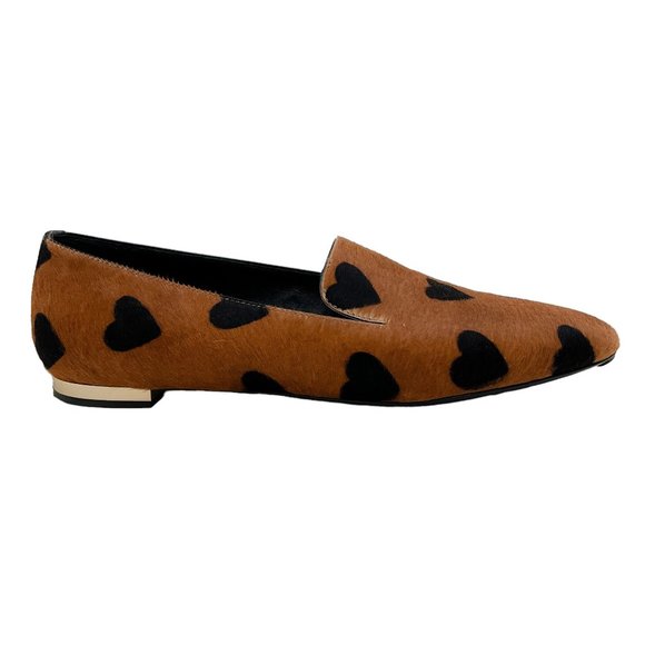 Burberry Prorsum Brown Pony Flats with Black Hearts - Picture 2 of 6